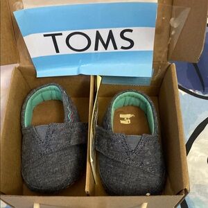 TOMS Kids Blue Denim Moccasins
